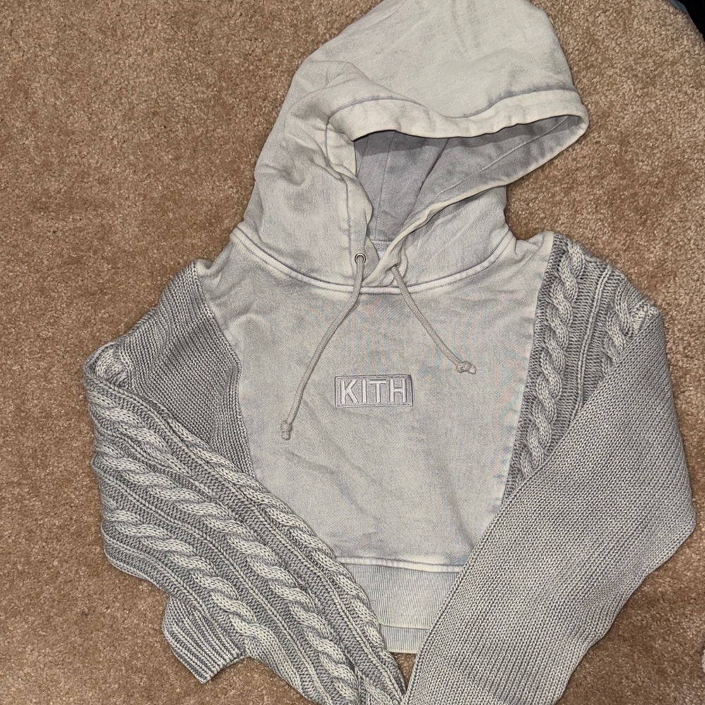 Kith washed gray cropped hoodie